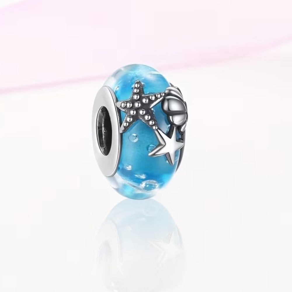 Blue and Silver Starfish Charm Bead - Picture 3 of 6